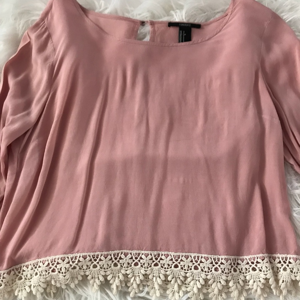 long sleeve blouse with crochet